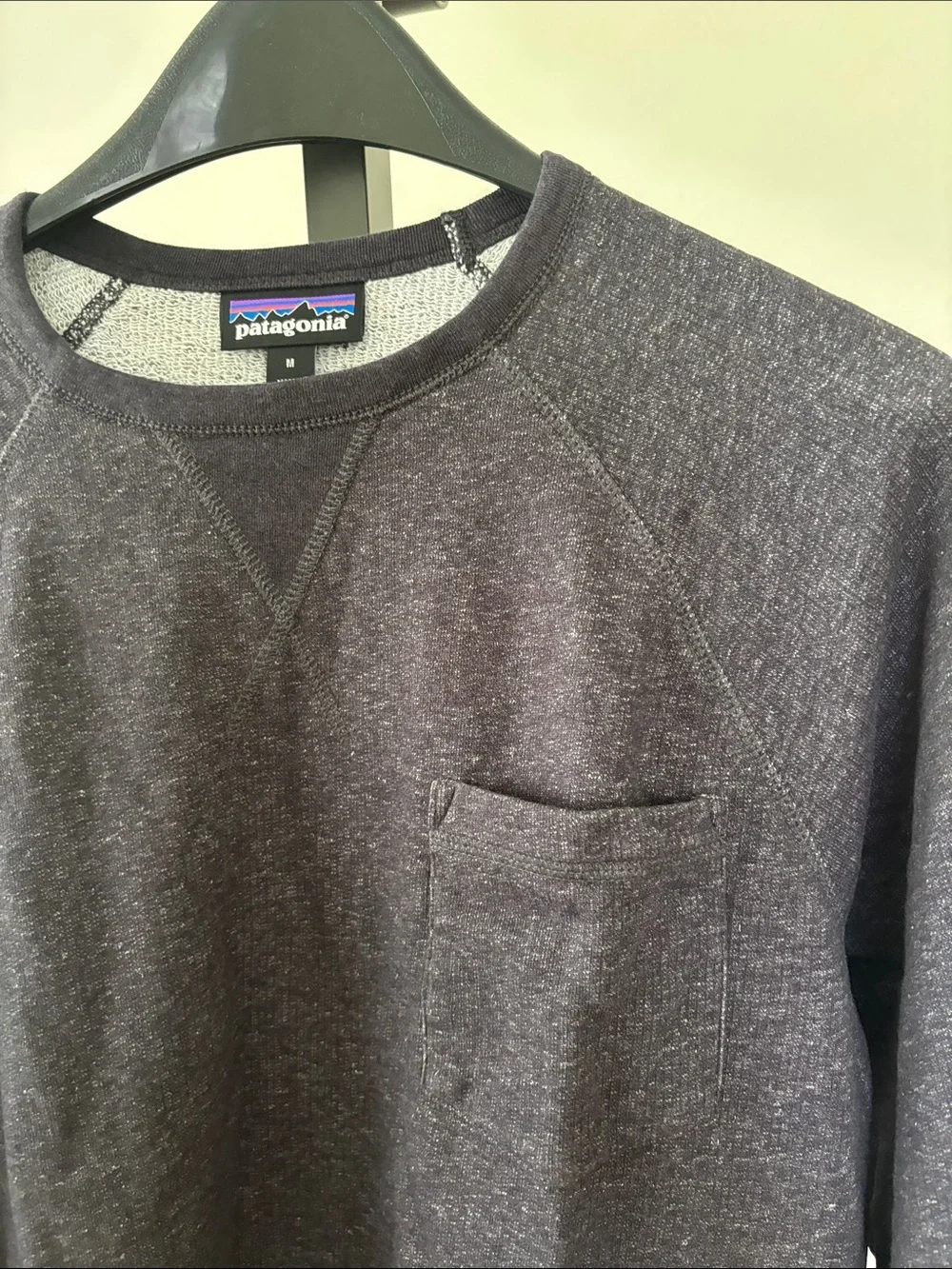Patagonia Men’s Charcoal Gray Crewneck Sweater with Chest Pocket